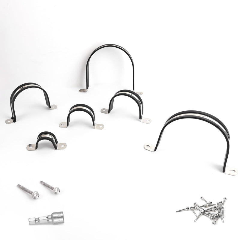 Pipe Clamps,304 Stainless & Rubber Cushioned Heavy Duty Conduit clips (SCH 1/2 in (Φ 22 MM) - 10 Pack) SCH 0.5 in (Φ 22 MM) - 10 Pack