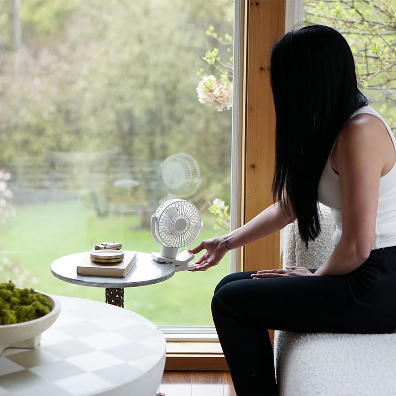 Limitless Breezie Portable Fan with LED Light & 8,000mAh Power Bank (White) White