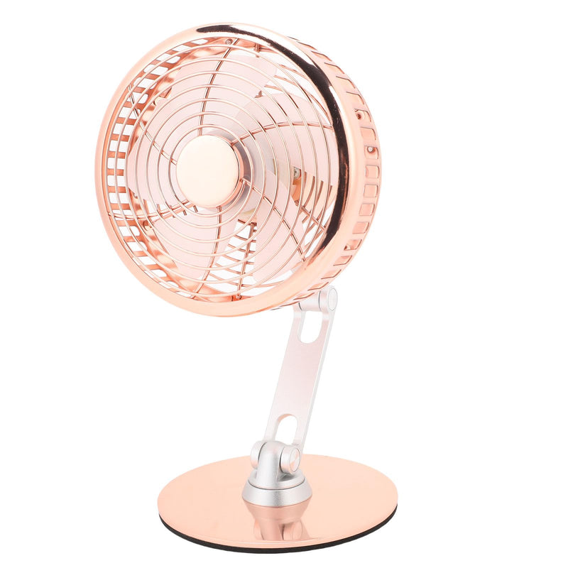 Small Quiet USB Desk Fan 3 Speed Retro Metal Fan for Home Office Nightstand Bedroom Iron 1pc (Rose Gold) Rose Gold