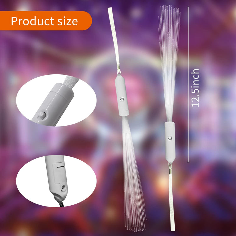 15 PCS Glow Sticks Party Favors for Kids, White Fiber Optic Wands LED Light up Wedding Wand, 3 Light Modes Flashing Glow Sticks for Bridal Shower Christmas Fiber Optic Light Wand 15 PCS