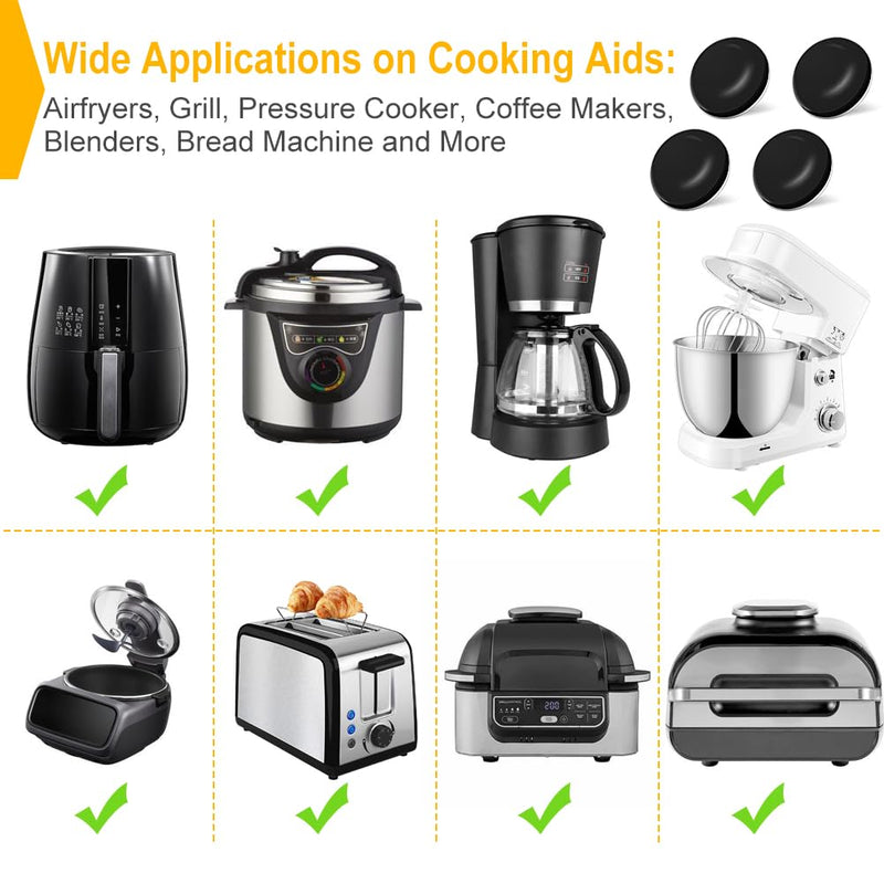 Kitchen Appliance Sliders, 16pcs Self Adhesive Small Appliance Sliders Easy Mover Space Saving Home Must Have Gadgets for Countertop Coffee Maker, Air Fryer (Black) Black