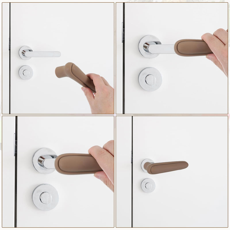uxcell 2 Pcs Door Handle Covers, Silicone Safety Doors Knob Handle Protector Covers Anti-Collision Soft Doors Pull Cover for Bedrooms Bathrooms Offices, White