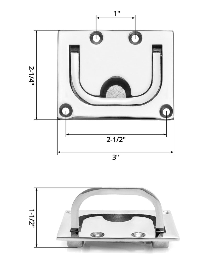 QWORK 4 Pack Marine Grade 316 Stainless Steel Boat Ring Hatch Flush Lift - Flush Ring Pull with Free Mount Screws