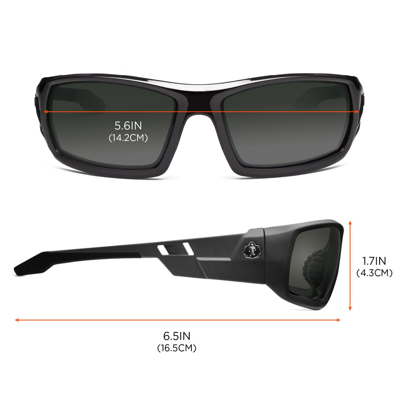 Ergodyne Skullerz Odin Polarized Safety Sunglasses Black Frame, Polarized Smoke Lens