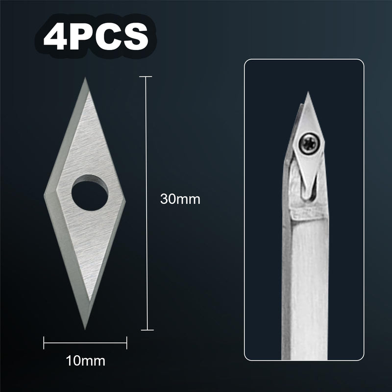 35Pcs Tungsten Carbide Cutters Inserts Set,Lathe Tools for Wood Lathe Turning Tools,Supplied with Screws and Screwdriver Silver: 35pcs
