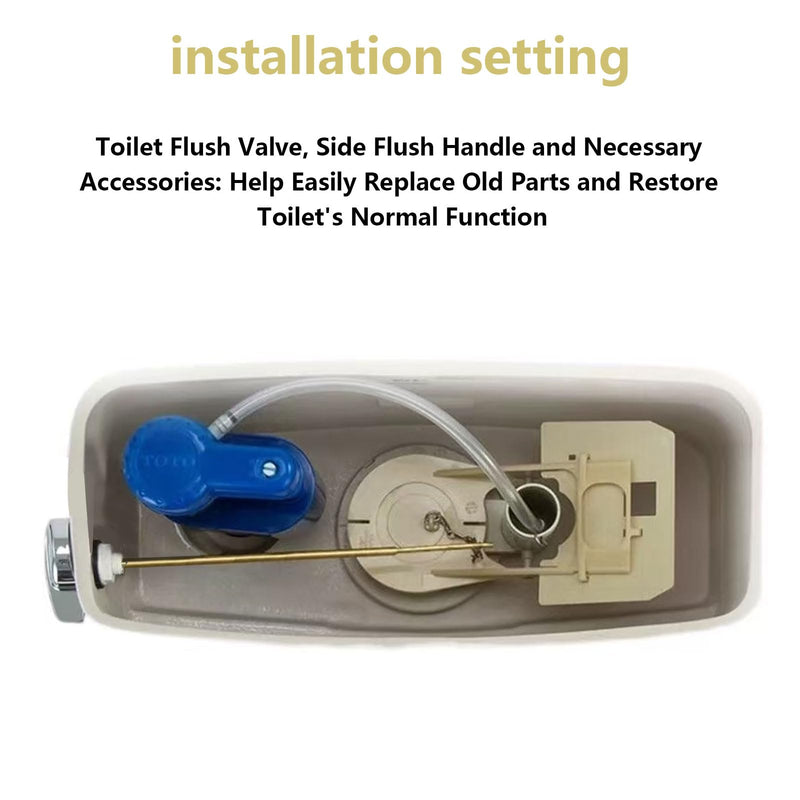 Toilet Flush Valve & WC Lever Replacement Parts,Side Mount Flush Handle Kit,9.8-Inch Solid Copper Rod with Chain,Compatible with 3-Inch One-Piece Toilets,TOTO THU Series Tank Repair Parts Toilet Flush Valve&Lever