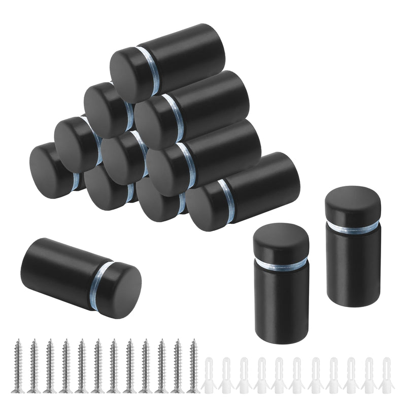12 Pcs Black 1/2 Inch x 1 Inch Standoff Screws, Stainless Steel Standoff Screws Standoff Mounting Hardware, Acrylic Sign Standoffs Small Glass Spacers for Hanging Picture Photo 1/2"x 1" 12