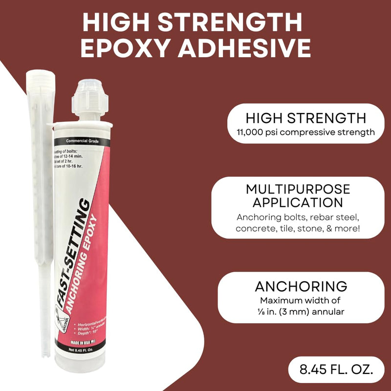 Akona Fast-Setting Anchoring Epoxy - Anchoring Epoxy for Concrete, Rebar, Steel, Masonry, Bolts, & More, High Strength Caulking Adhesive, Stops Water Leaks (8.45 Ounces, 1) - NewNest Australia