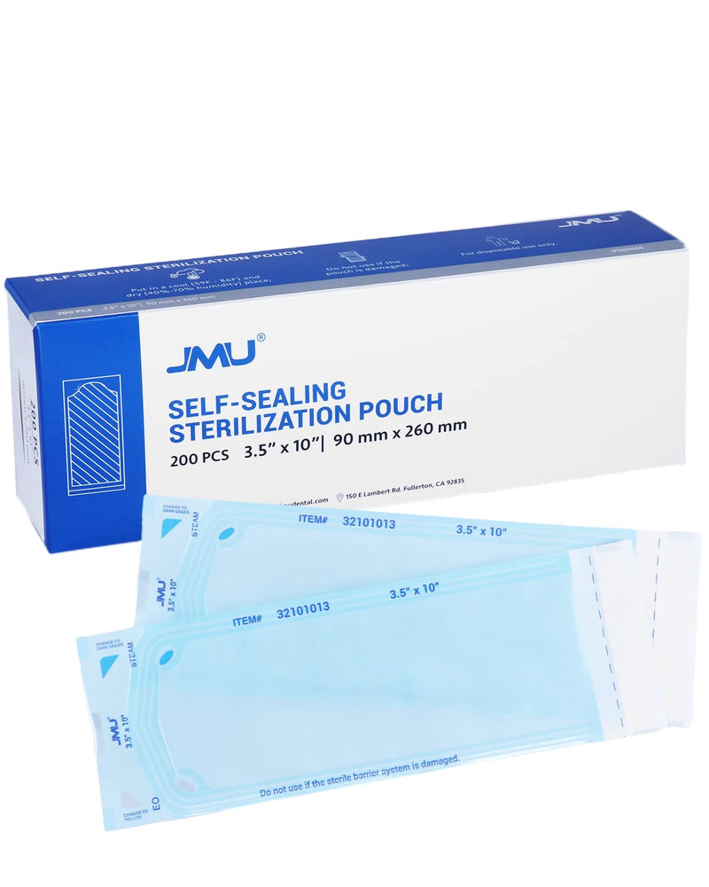 JMU Self Seal Sterilization Pouches 3.5" x 10", Sterilization Bags 200 per Box 3.5" x 10"
