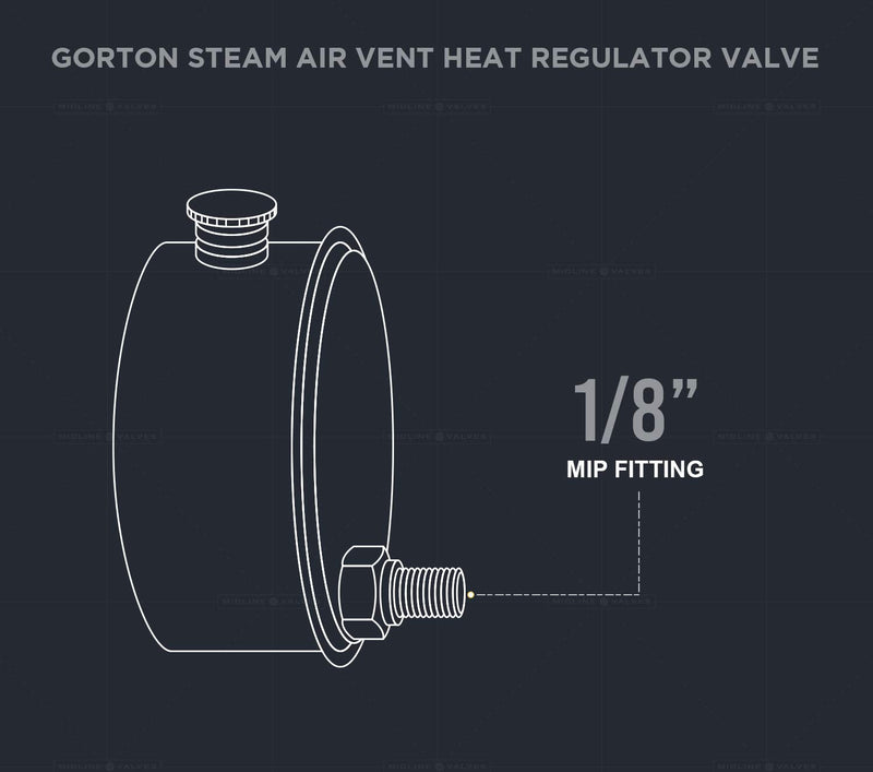 Midline Valve HBW-4B18-5 Steam Air Vent #4 Heat Regulator Valve; Angle Mount; 1/8 in. NPT; Chrome Plated Steel (5 Pack) #4 Heat Angle Mount
