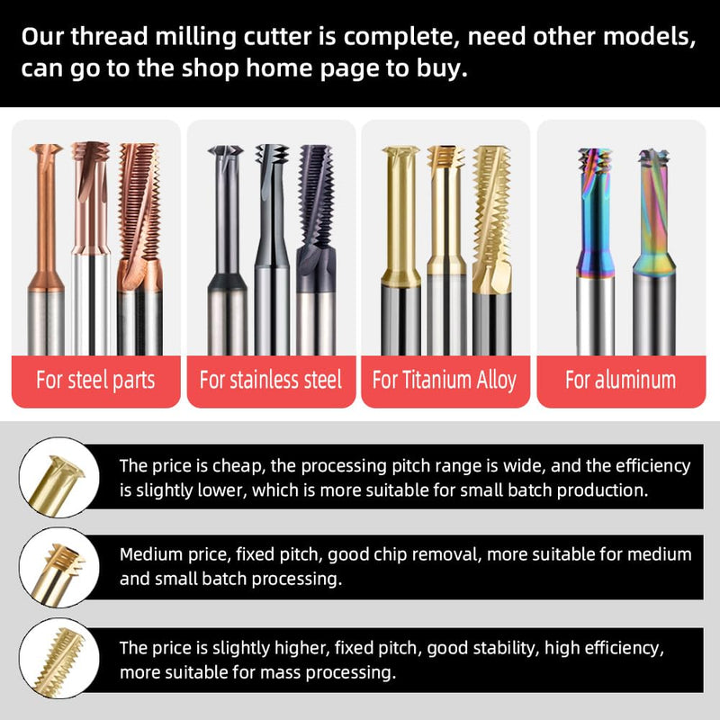 Metric Carbide Thread Milling Cutters Threading End Mills for Aluminum Thread Angle 60 Degrees CNC for Metal Working Replace Taps-(5pcs D3.15×Picth0.5-0.8) NFC-D3.15×P0.5-0.8