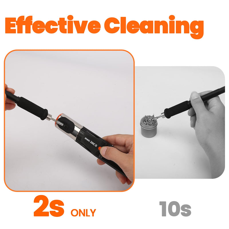 200C-II Soldering Tip Cleaner with 2 Cleaning Brushes, 1 Solder Residue Tool, Independent Power Button, Compact Soldering Iron Tip Cleaner Powered by Standard 9V Battery, Battery NOT Included