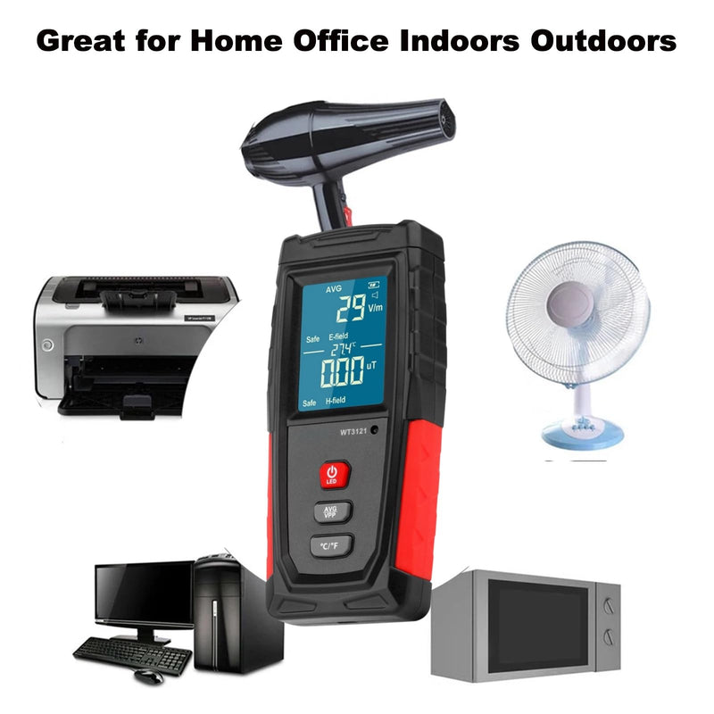 EMF Detector, Rechargeable EMF Meter, LCD Handheld Electromagnetic Field Radiation Detector, EF MF EMF Reader for Home Office Indoor Outdoor Ghost Hunting Equipment