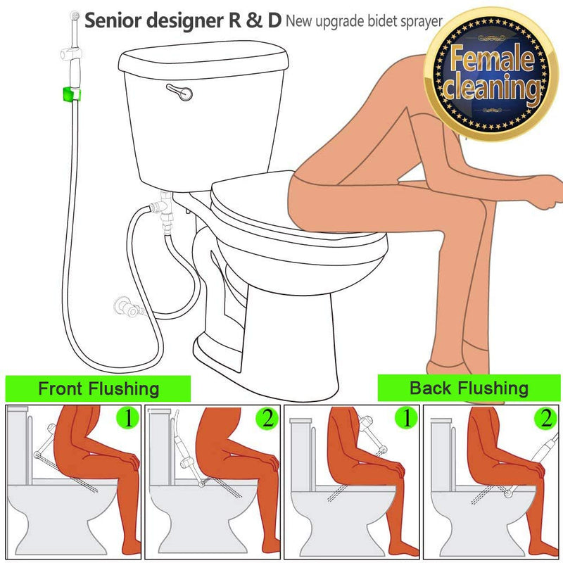 Handheld Bidet Toilet Sprayer, Brass Hand Held Bidet Attachment Cloth Diaper Toilet Sprayer with Backflow Preventer, Adjustable Water Jet Spray for Toilet with 7.9" Long Bidet Wand, Brushed Gold