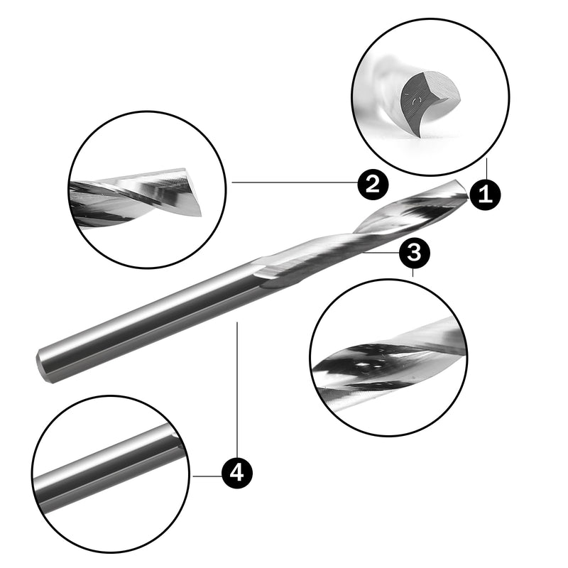 1/8 Single Flute Carbide Up Cut ,End Mill Single Flute Spiral Router Bit Milling Cutter with 1/8 Inch Cutting Diameter Router Bit Set for Aluminum Cutting Pack of 10 (3.175x3.175x10mm) 3.175x3.175x10mm