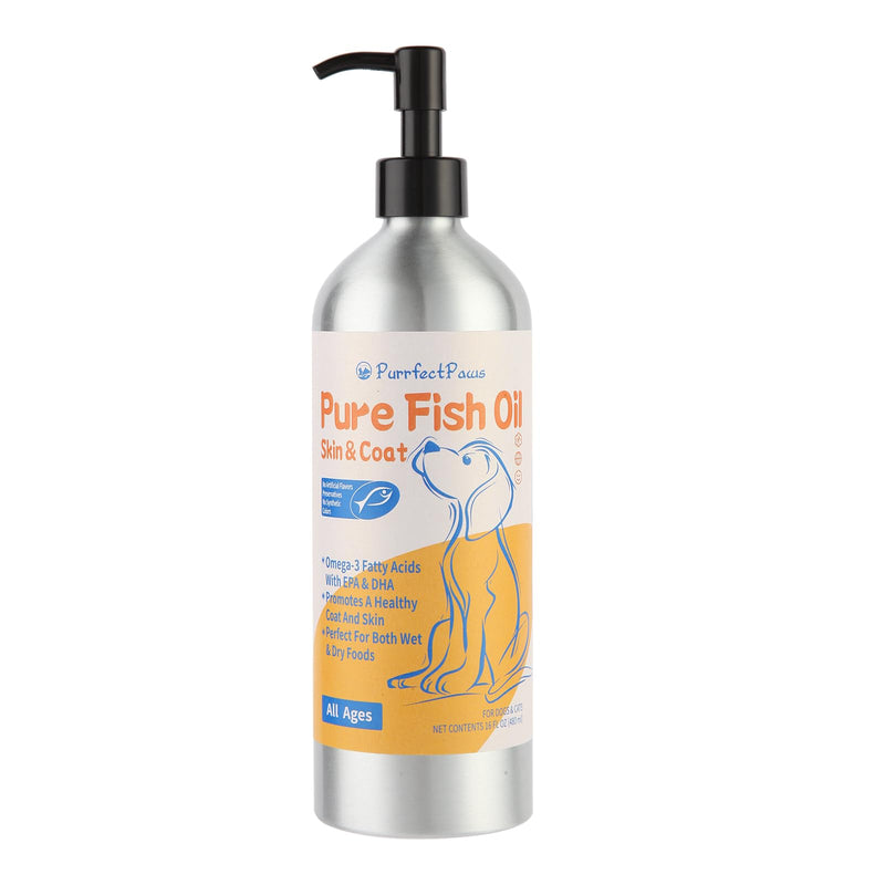 PurrfectPaws Wild Alaskan Omega-3 Blend Pollock + Salmon Oil for Dogs and Cats- Skin and Coat Support, Omega 3 Supplement for Pets, 16oz