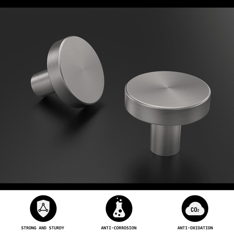 homdiy 25 Pack Brushed Nickel Cabinet Knobs, Round Kitchen Drawer Knobs, Silver Knobs for Cabinets, Metal Handles for Desk Drawers Cupboard Brushed Satin Nickel