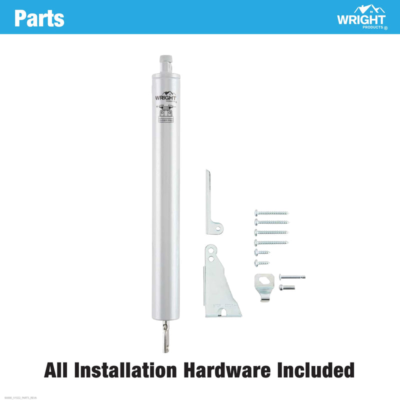 Wright Products Standard Duty Pneumatic Screen & Storm Door Closer – Adjustable Closing Speed, Quiet Operation, Easy Installation (Modern, Aluminum) Modern