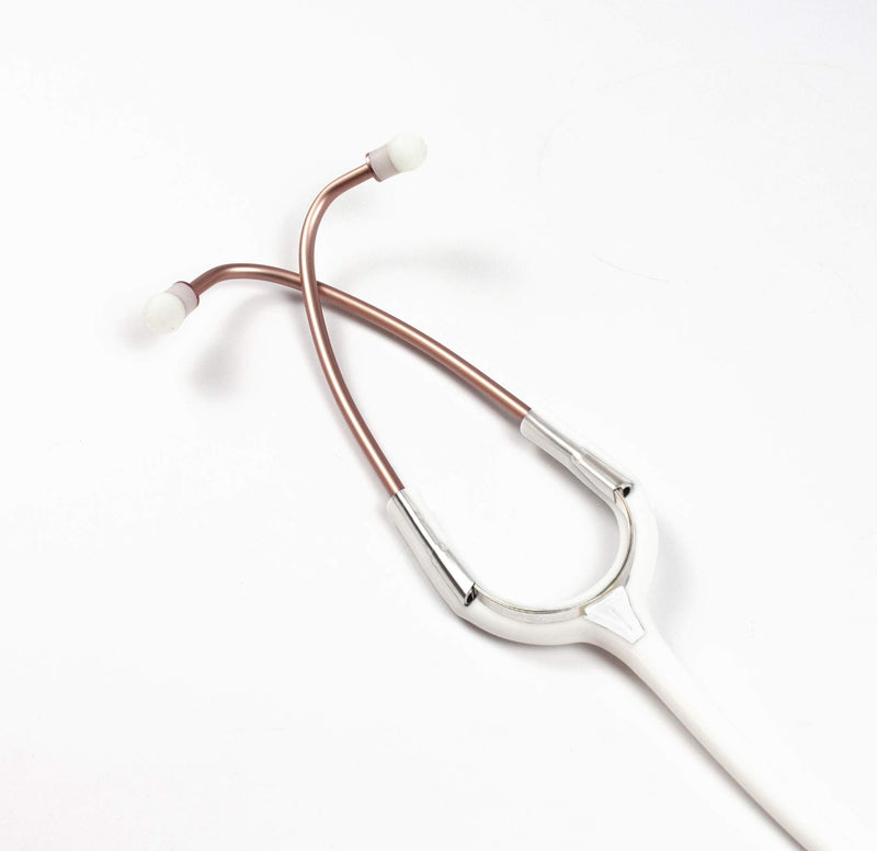 ADC Adscope Lite 619 Ultra Lightweight Clinician Stethoscope with Tunable AFD Technology, Lifetime Warranty, Rose Gold with White Tubing