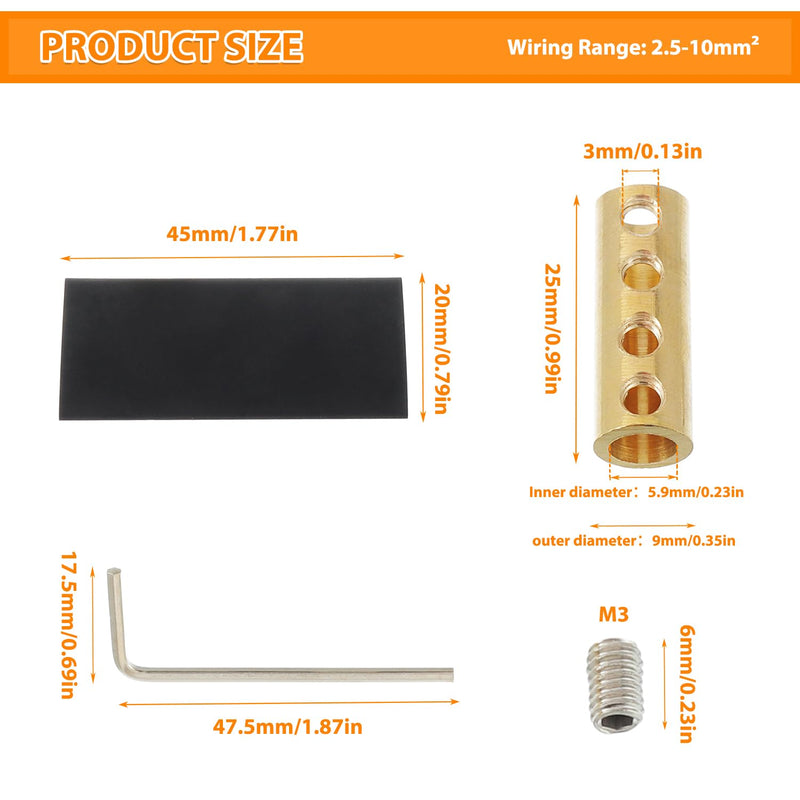 6 AWG 80A Splicing Wire Connector, 80A Splicing Quick Wiring Connection Terminal, Wire Connector with Screws and Heat Shrink Tube(Pack of 10) 6awg 80A-Round