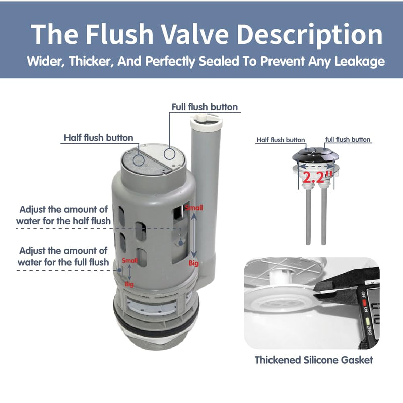 3-Inch Dual Flush Valve Replacement Kit for 2-Piece Toilets Fits 3-inch drain holes