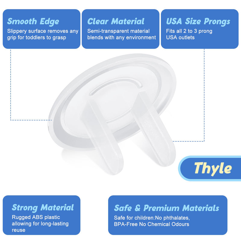 Thyle 100 Pcs Outlet Covers Bulk Child Baby Proofing Proof Plug Covers for Electrical Outlets Easy Install Socket Sturdy Safe Secure Baby Proofing Kit for Home Office Bulk(2 Prong) 2 Prong