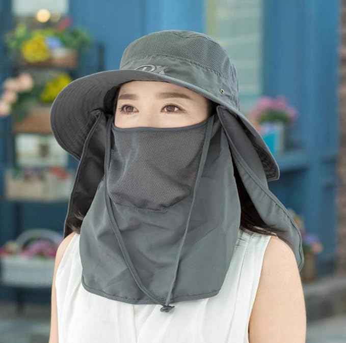 LQINGBZ Gardening Hat, Women's, Men's, Wide Brim, 4-Way Usage, UV Protection, Sun Visor, Stylish Hat, Face Cover, Foldable, Easy to Use, Convenient, Sun Protection, Agricultural Work, Heatstroke Protection - NewNest Australia