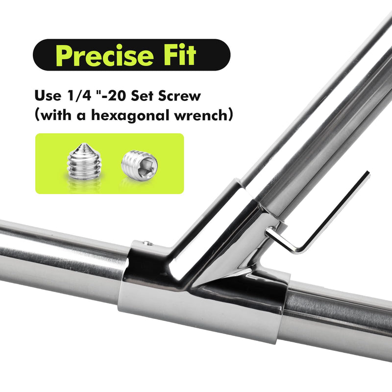 Boat Railing Fittings, 316 Stainless Steel Pipe Connector, Straight 2-Way 3-Way Elbow Tee Joint T Corner Cross Hardware Rail Base for 7/8, 1, 1-1/4 inch Round Tube Handrail 60° T Elbow For 1 inch rail