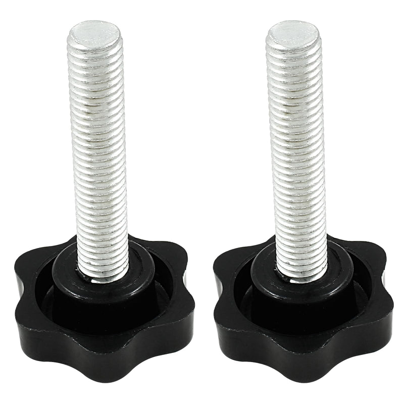 2 PCS M10 x 50mm Thread Black Star Hand Knob, Replacement Star Hand Knob Tightening Screw 2 M10 x 50