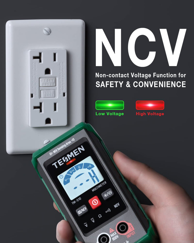 TESMEN TM-510 Digital Multimeter & Hound-200 EMF Detector, 3-in-1 Electromagnetic Field Detector and 4000-Count Smart Auto-Ranging Voltmeter with NCV Function