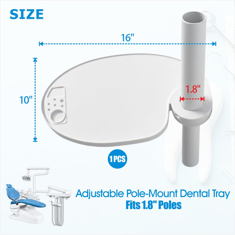 Adjustable Dental Tray Table for Chair, Pole Mount Tool Shelf for Clinic, Salon, Med & Cosmetic Equipment (A) A