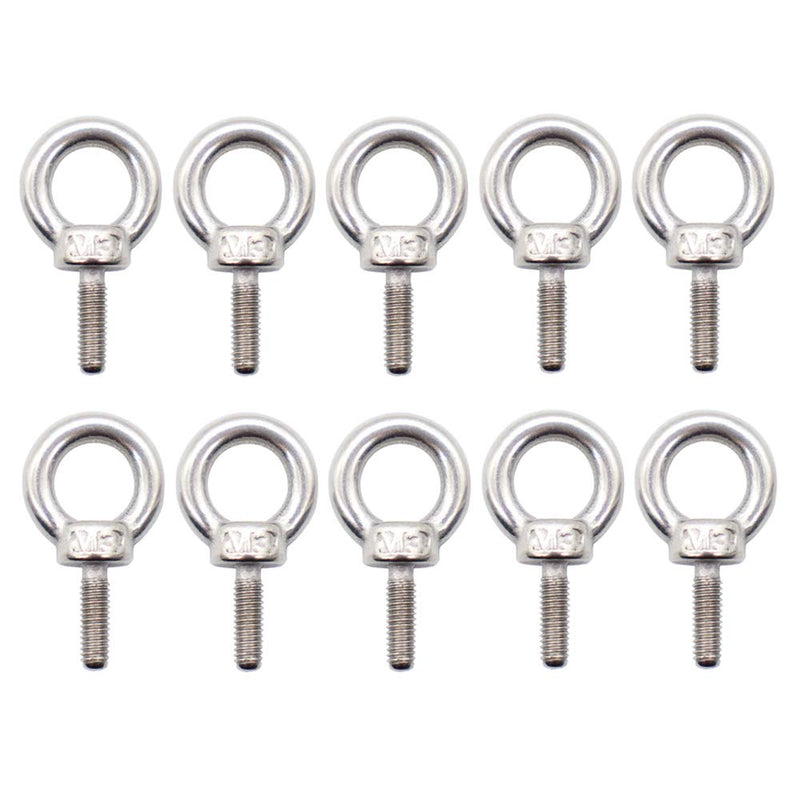 Eowpower 10 Pieces M3 Male Thread Machinery Shoulder Lifting Ring Eye Bolts
