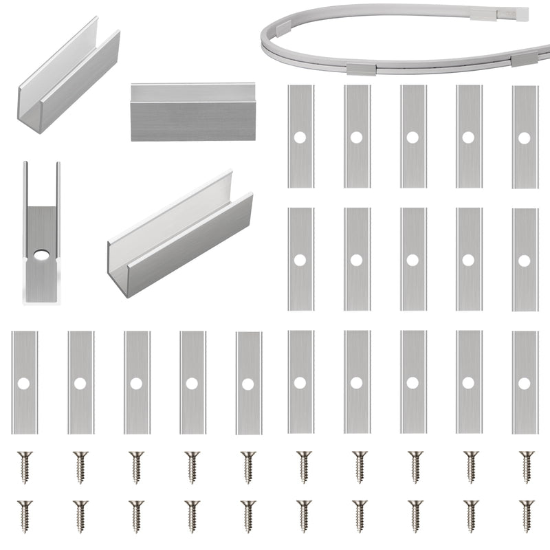 Neon Rope Light Mounting Brackets, Neon LED Accessories 20Pcs Neon Lights Aluminum Install Fixing Clips Accessories for 6x12mm Silicone LED Neon Flex Strip Lighting, Neon Signs DIY 20 Screws, 20 Clips