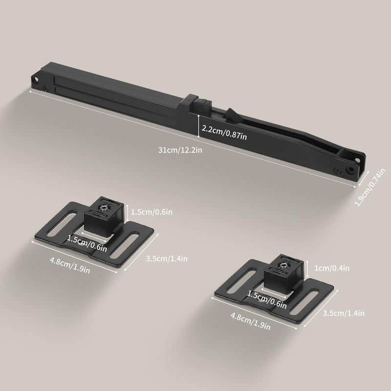 2PCS Hole-Free Barn Door Soft Close Mechanism, Upgraded Design Sliding Door Hardware Spring Buffer Damper, One Way Operation Invisible Door Stopper Adjustable Actuators with Actuator Spacers