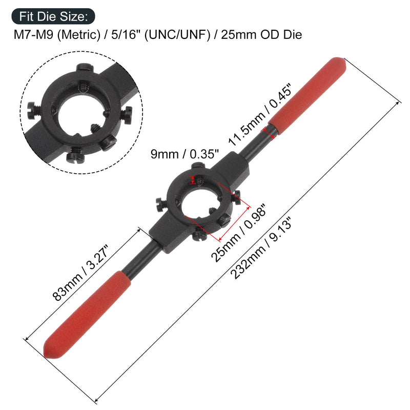 uxcell Die Stock Handle Wrench, for Metric M7-M9 (Metric) / 5/16" (UNC/UNF) / 25mm OD Round Dies, 25mm x 9mm Threading Die Holder with Plastic Handle - NewNest Australia