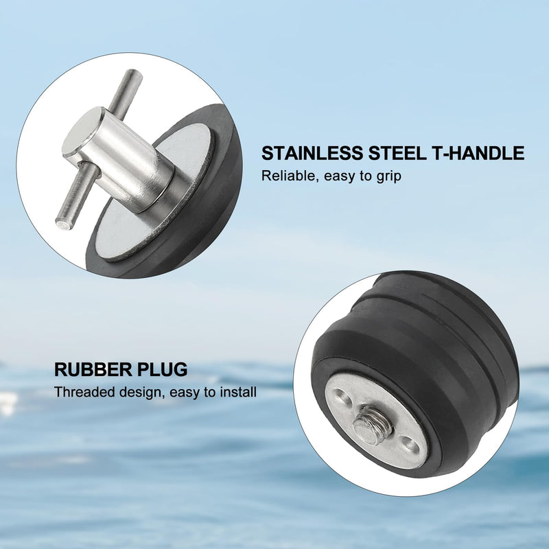 PATIKIL Boat Drain Plug, T Handle Brass Boat Plug Snap Drain Marine Twist Plug Rubber Plugs for Yachts Kayaks Marine Boat Drain Silver 1-1/4"