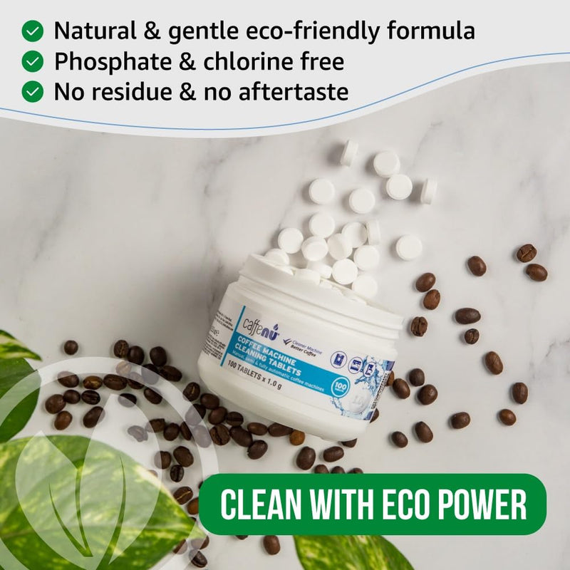 Espresso Cleaning Tablets. 100 x 0.035 oz Coffee Cleaner Tablets. Machine Cleaning Tablets used every 100 cups. Automatic, Superautomatic & Bean to Cup. Use with Descaling 1 Count (Pack of 100)