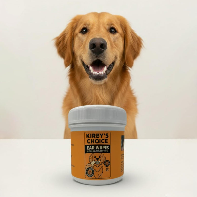 Kirby's Choice Pet Ear Wipes for Dogs & Cats – Ear Cleaning Finger Wipes to Remove Wax, Dirt & Odor, Gentle & Non-Irritating Pet Ear Cleaner, 50 Count
