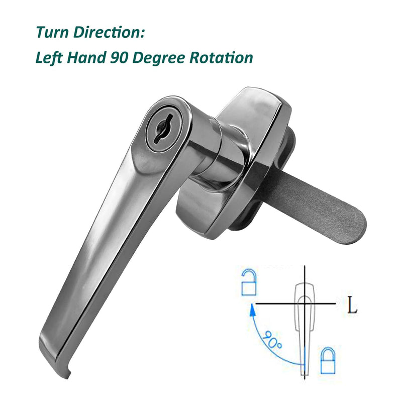 2 Sets Level Handle Cam Lock,L-Type Locking Door Handle,Cabinet Handle Lock Chrome (PX058 Left) PX058 Left
