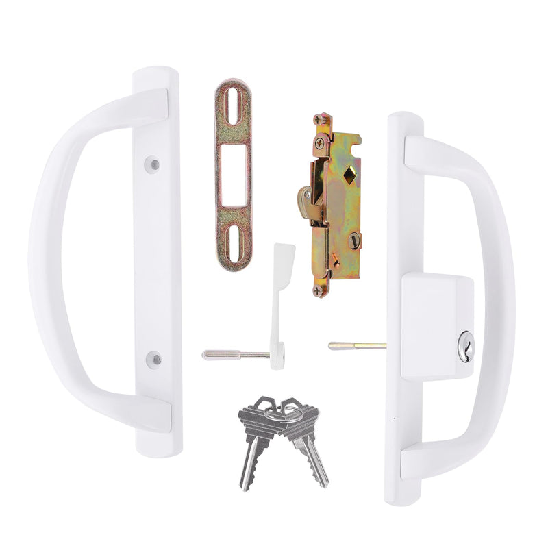 Offset Position Sliding Patio Door Handleset with Mortise Lock - 3-15/16" H.C., 45° Keyway, Fits 1-3/8" to 2" Thick Doors, Non-Handed (Keyed with Latch Lock+Keeper) Keyed With Latch Lock+Keeper