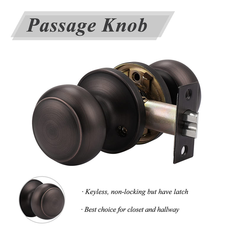 Probrico Colonial Style Door Knobs Door Locks (Passage, Oil Rubbed Bronze) 1