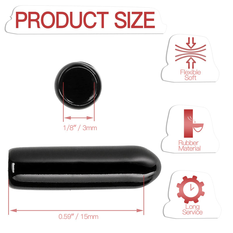 120PCS Screw Thread Protectors 3mm ID Rubber End Caps Vinyl Flexible End Caps Round Tube Bolt Cap (Black, 120PCS) 120
