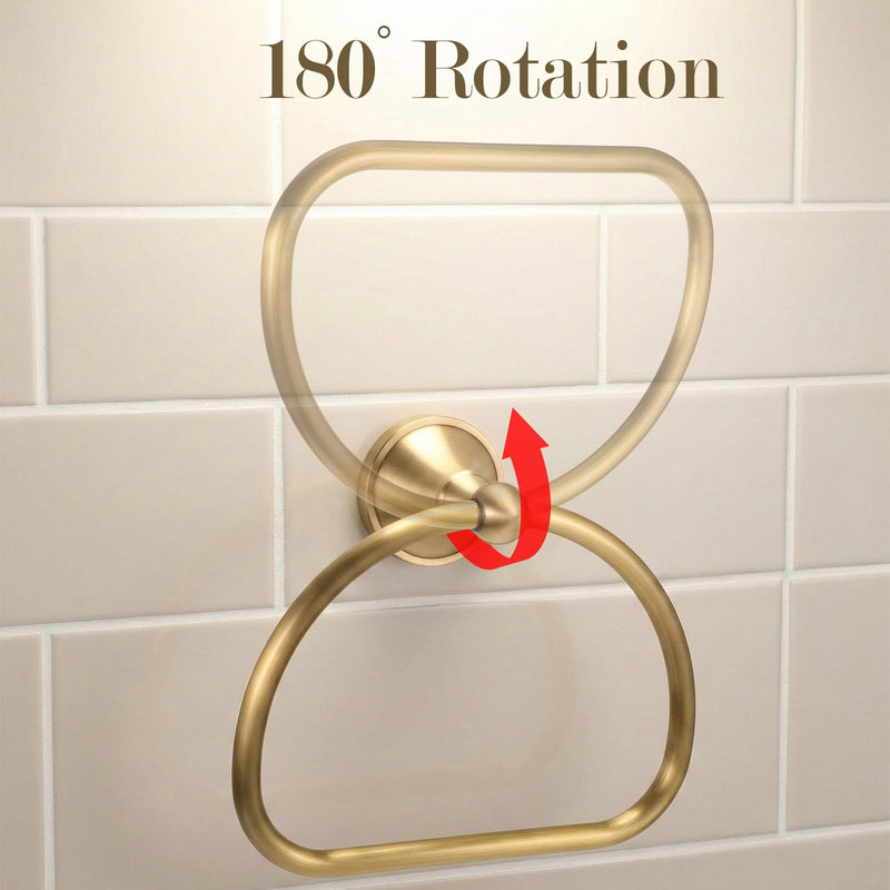 2 Pcs Brass Toilet Paper Holder Towel Ring Set, Brushed Gold Bathroom Hardware Hand Towel Holder Rustic Towels Rack Bathroom Accessories Set Wall Mount