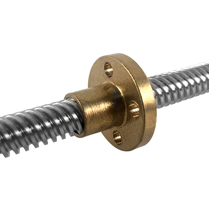 QWORK 2 Pack T8 600mm Lead Screw and Brass Nut (Acme Thread, 4 Starts, 2mm Pitch, 8mm Lead) Used in 3D Printer