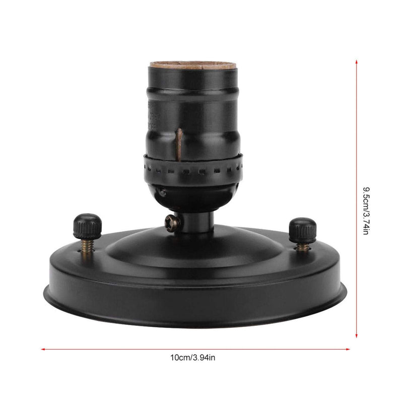 Lamp Holder, E26/E27 Retro Electroplating Iron Lamp Holder Industrial Decorative Lighting Screw Light Bulb Holder Base (Black) Black