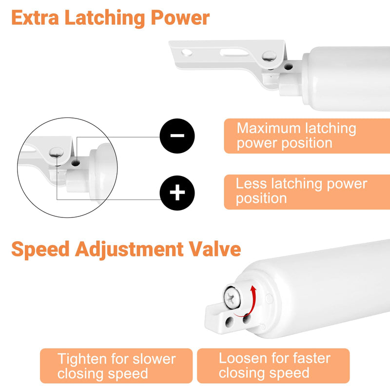 Storm Door Closer, White Heavy Duty Screen Door Closers with Protector Chains Spring, Compatible with Andersen/Emco/Larson/40201 (Closer and Chain, 1 Pack(White)) Closer and chain 1 Pack(White)