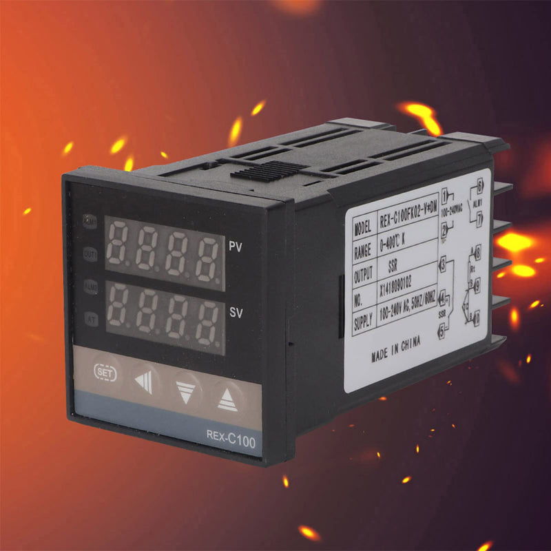 Oumefar 0 to 400°C REX-C100FK02-V*DN Max25A SSR Temperature Thermostat Controller Kit for Water Tanks