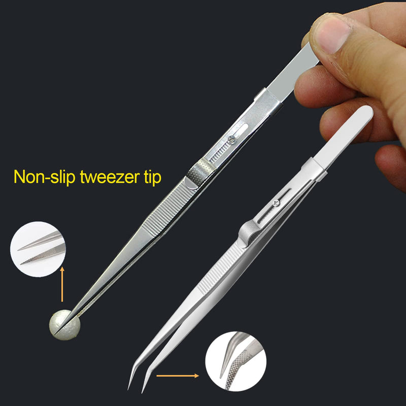 3 Pack Diamond Holder Pick up Tool Stainless Steel Tweezers Diamond Claw Tweezers Parts Beads Diamond Gems Prong Tweezer Grabber Stone Jewelry Locking Tweezers Claw and Tweezers