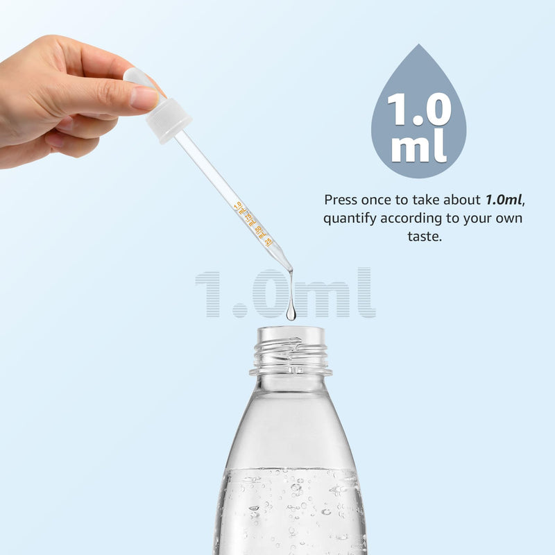 Glass Dropper Pipettes Compatible with Soda Stream Bubly Drops Flavors, 3PCS Flavoring Dropper 1ML Pipette with Graduated Dropper for Soda Stream Bubly Bottle White