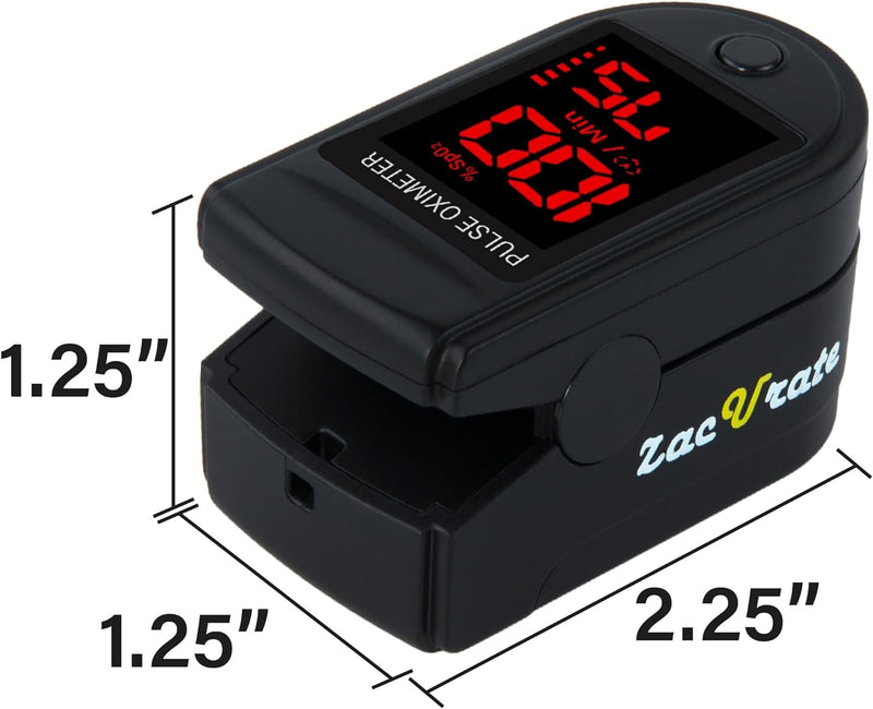 Zacurate Pro Series 500DL Fingertip Pulse Oximeter Blood Oxygen Saturation Monitor with Silicone Cover, Batteries and Lanyard (Royal Black) Royal Black - LED